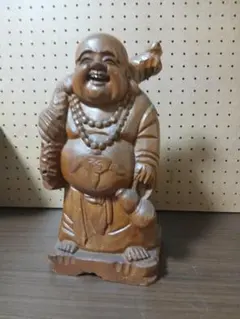 木彫り 布袋様 置物 縁起物 インテリア 開運商売繁盛　七福神大福さま