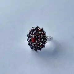 シルバー925 赤い石のヴィンテージリング