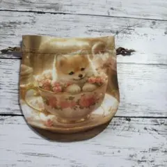 ハンドメイド 犬柄 巾着 ポーチ
