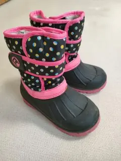 ドット柄が可愛い♪ キッズ防寒ブーツ 15〜16cm 着脱簡単