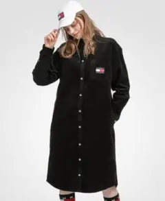 TOMMY コーデュロイ ブラックシャツワンピース