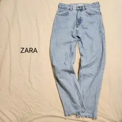 ZARA ザラ ユーズド加工ハイウエストカットオフテーパードデニム USA 4