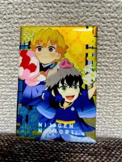 鬼滅の刃　長方形ネオン缶バッジ　ニジゲンノモリ　我妻善逸　嘴平伊之助