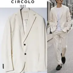 未使用 チルコロ1901 ストレッチ鹿の子 ジャケット 52（2XL）アイボリー