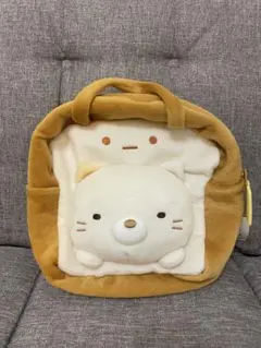 すみっコパンきょうしつ 食パン型ダイカットバッグ ねこ タグ付き
