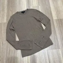 リブ　クルーネック　ブラウン