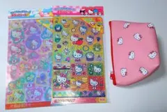 セリア サンリオ ハローキティ キラっと シール ミニ ポーチ 3点セット ①