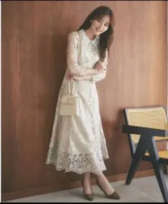 tocco closet 取り外し可能な立体フラワー襟付きレースワンピース 新品