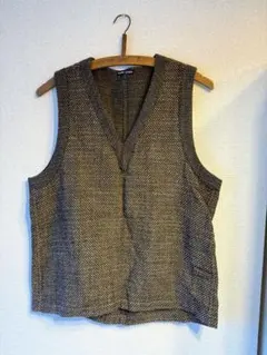 FRANK LEDER ブラウン Vネック ノースリーブ ベスト