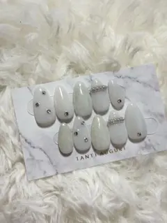 綺麗め 上品 韓国 シンプルネイル 結婚式 前撮り