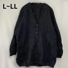 オーバーサイズ ボタン付きカーディガン 黒　【L~LL】シンプル　軽量　海外古着