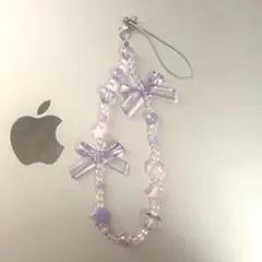 380韓国　ビーズストラップ　ビーズキーホルダー　紫　パープル　推し色　メンカラ