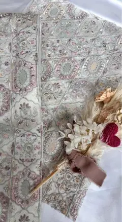 インド刺繍生地 六角メルヘン