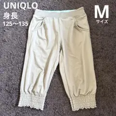 UNIQLO グレー×水色 メッシュ素材7分丈パンツ ポケット付き