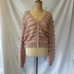 ZARA フリルカーディガン ピンク M