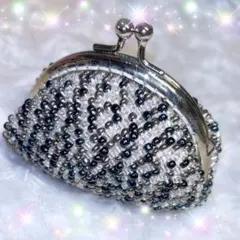 ビーズ装飾のがま口財布 7センチ