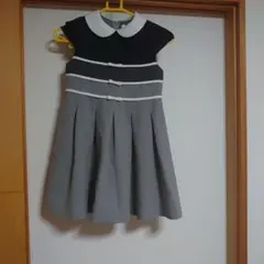フォーマルドレス 黒とグレー 130cm りぼん付き 後ろファスナー