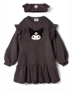 GRL サンリオコラボ　クロミヘアバンド付きボアフリルワンピース