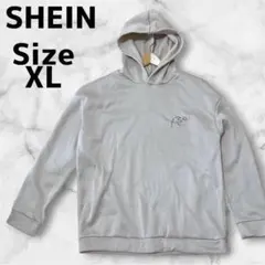 SHEIN パーカー XL ベージュ 恐竜 刺繍 オーバーサイズ メンズ