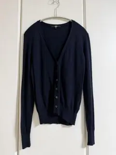 UNIQLO ミラノリブ カーディガン Vネック ネイビー S