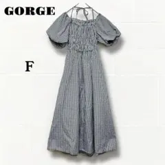 ゴージ/ワンピース/ギンガムチェック/F/ロング丈/パフスリーブ/美シルエット