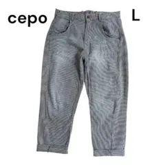 【美品】Cepo セポ 千鳥格子柄 テーパードデニムパンツ ストレッチ L