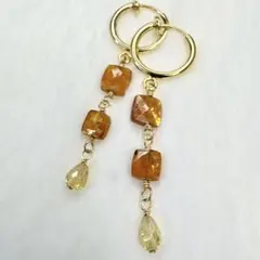 42．天然石イヤリング フープ カイヤナイト ジルコン