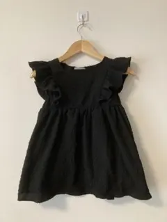 フリル袖 黒 ノースリーブワンピース130(j46)