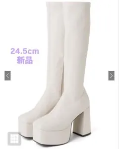 GRL zr1024 グレイル スクエアトゥレザーチャンキーヒールロングブーツ