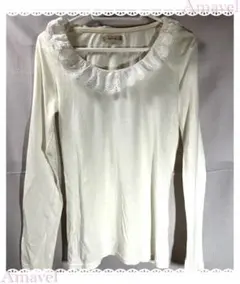 Amavel アイボリー レース付き長袖Tシャツのサムネイル