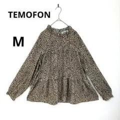 TEMOFON　【М】　レオパード　長袖　ブラウ　総柄　アニマル柄