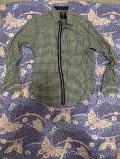 緑と青のチェック柄 ボタンダウンシャツ Lサイズ