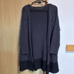 ダークグレー ロングカーディガン　長袖カーディガン LL 秋　冬【匿名配送】