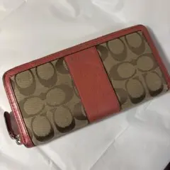 Coach 長財布 ブラウン/オレンジレッド