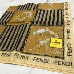 FENDI フェンディ 大判 ハンカチ ブラウン ストライプのサムネイル