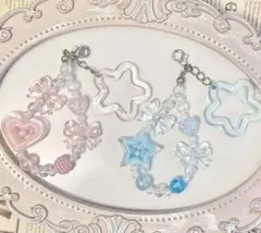 541 たまごっち　ピンク　水色　ビーズ　ストラップ　チャーム　キーホルダー