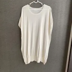 F【LEPSIM】半袖トップス　シアーロング丈 サイドカットチュニック丈