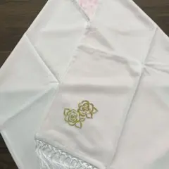【新品】和装ショール ベルベット ベロア 白 ピンク バラ スパンコール