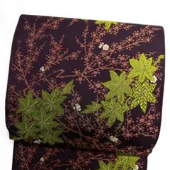 京袋帯　アンティーク　唐織　楓　梅花　花模様　着物　115 p ms