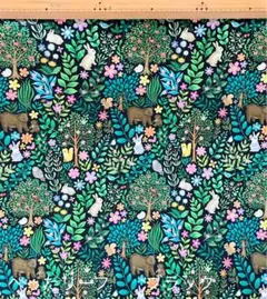 22fabric ユキエモン　108cm ×50cm ぺったリーフ　ブラック