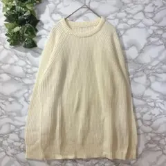 美品✨GU アイボリー リブ編みニットセーター L ジーユー