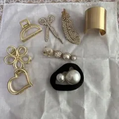 ヘアアクセサリーセット ゴールド ホワイト