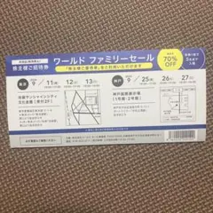 ワールド　ファミリーセール　WORLD 優待券　招待券のサムネイル