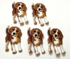 【値下げ】アイロンワッペン ビーグル犬 刺繍ワッペン 5枚 新品