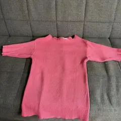 toccocloset リブニット　半袖　ピンク　ポートネック