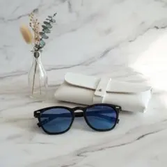 サングラス(ブルー)&ケース(ホワイト)セット 偏光 調光 UVカット