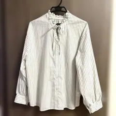 新品 フリル襟ブラウス ストライプのサムネイル