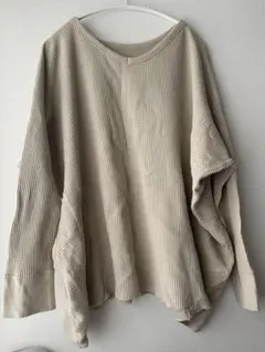 ミラオーウェン　ワッフルカットソー　オーバーサイズ　ベージュ