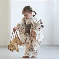 子供用浴衣 レトロくすみカラー こども浴衣セット 100cm~