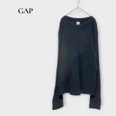GAP ギャップ 長袖カットソー ロンT ワッフル コットン100% 黒 M